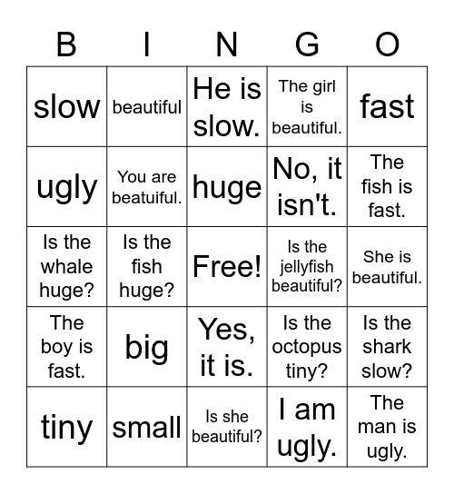 Is the Jellyfish beautiful? Bingo Card