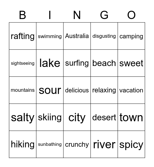 TB3 U1 Bingo Card