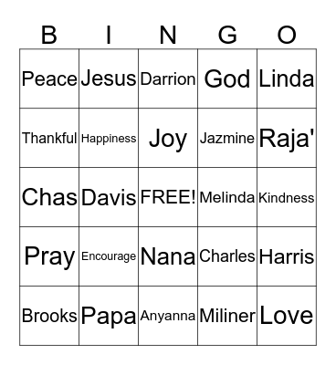 We     Are    Family Bingo Card