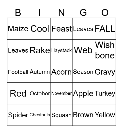 FALL  Bingo Card