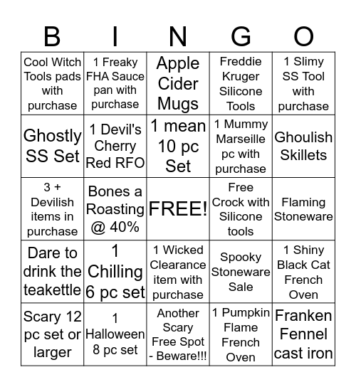 Halloween Bingo Card