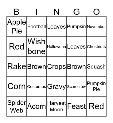 FALL  Bingo Card