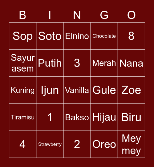 Punya Kihyun Bingo Card