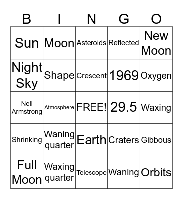 Moon Bingo Card
