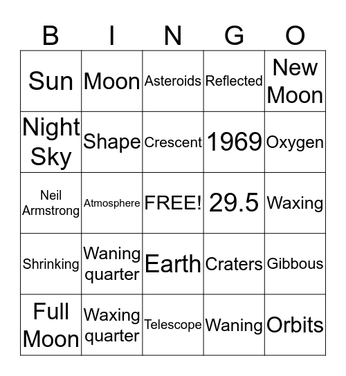 Moon Bingo Card