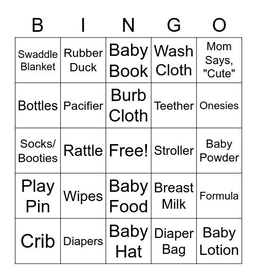 Dual Baby Shower Bingo Card