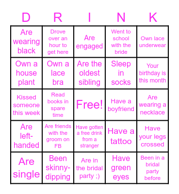 Drink if.... Bingo Card