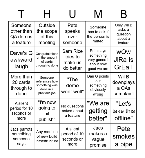 Demo/Retro Bingo Card