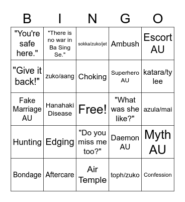 ATLA Bingo Card