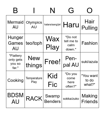 ATLA Bingo Card