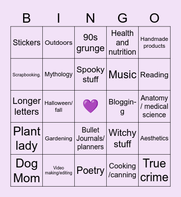 Macy’s Penpals Bingo 🦇 Bingo Card