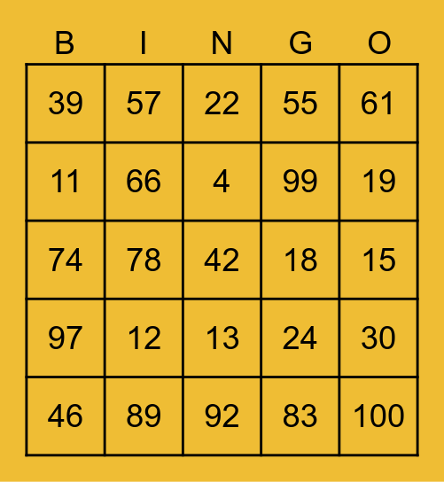 Los numeros en espanol Bingo Card