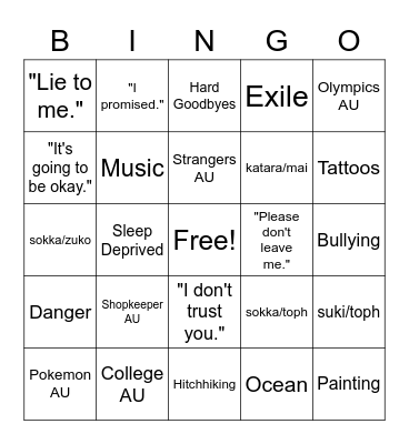 ATLA Bingo Card