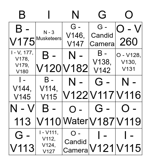 U Bingo Card