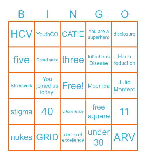 HIV General Bingo Card