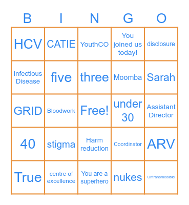 HIV General Bingo Card