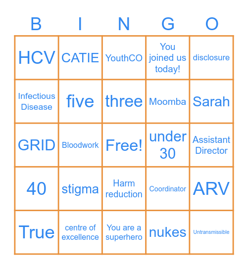 HIV General Bingo Card