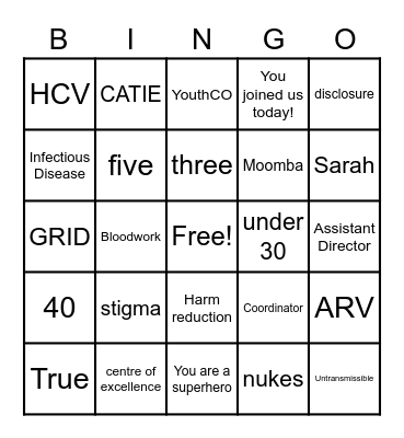 HIV General Bingo Card