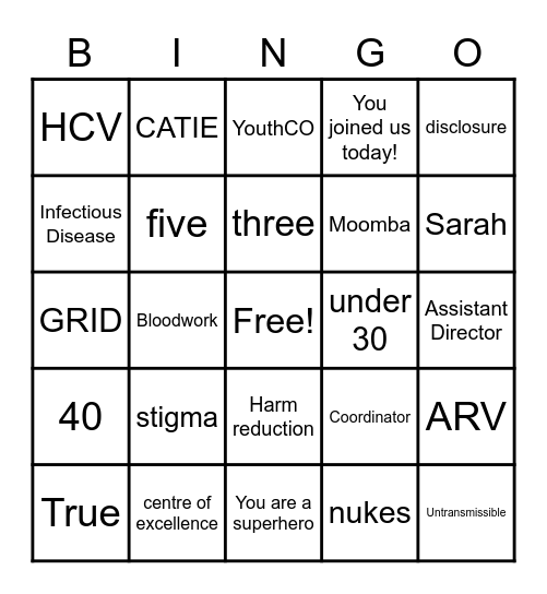 HIV General Bingo Card