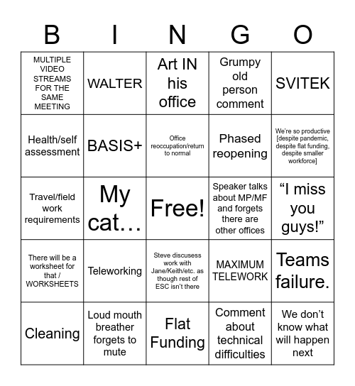 July 17 ESC-AH Bingo Card
