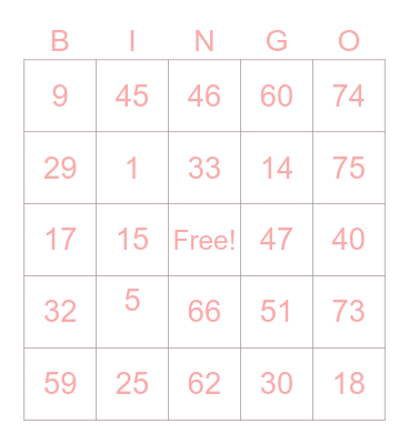 Team W Bingo Night Bingo Card
