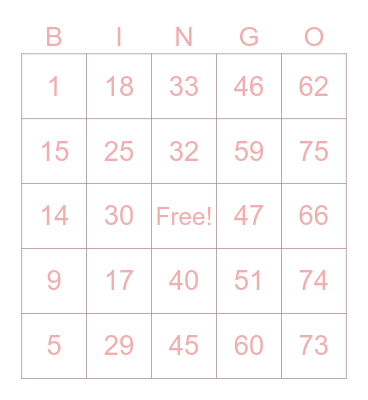 Team W Bingo Night Bingo Card