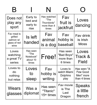 Family Reunion 1 Bingo Card