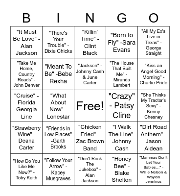 SINGO - Country Bingo Card