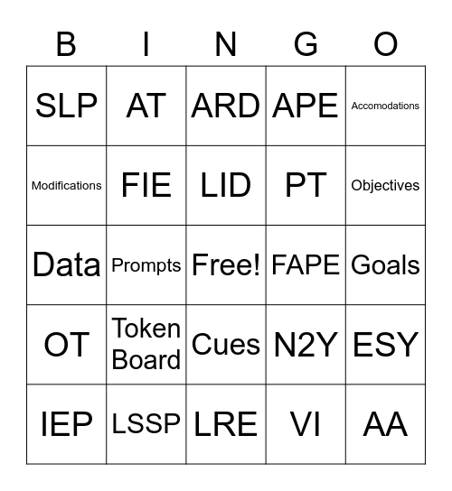 AA 2020-2021 Bingo Card