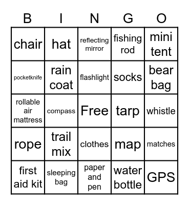 Thing Bingo Card
