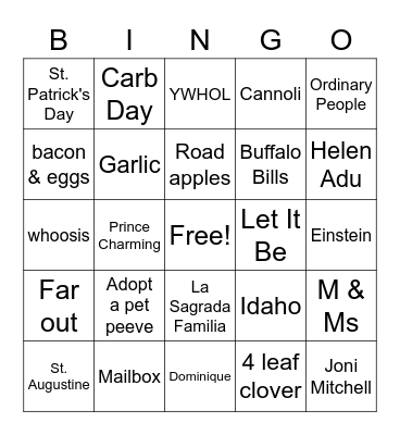 Totally Random II Bingo Card