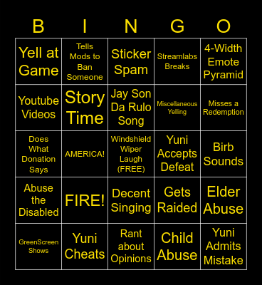 YuniLuna Bingo! Bingo Card