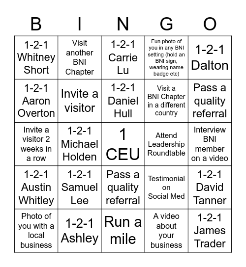 BNI (Prestige) BINGO Card