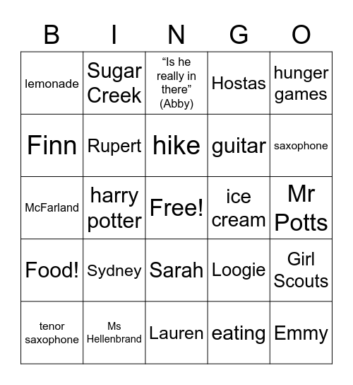 Friend Bingo Card