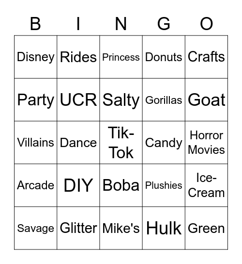 Ximena's Birthday Bingo Card