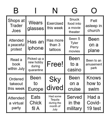 Danielle's Virtual House Warming Bingo Card