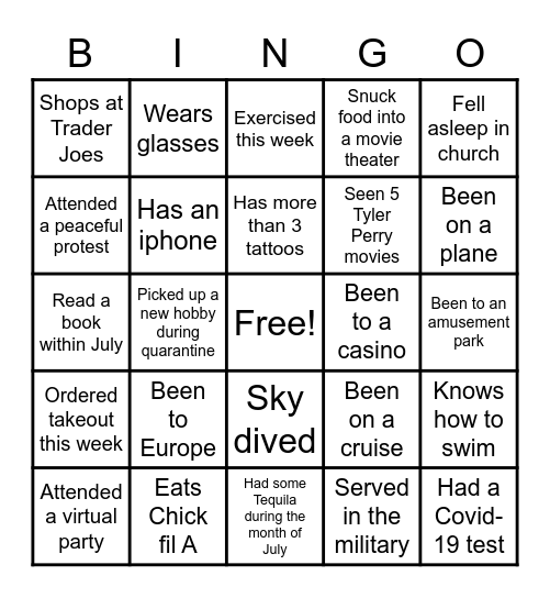 Danielle's Virtual House Warming Bingo Card