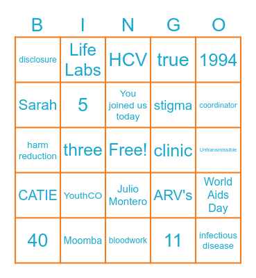 HIV General Bingo Card