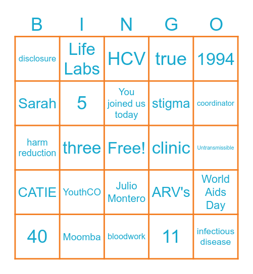 HIV General Bingo Card