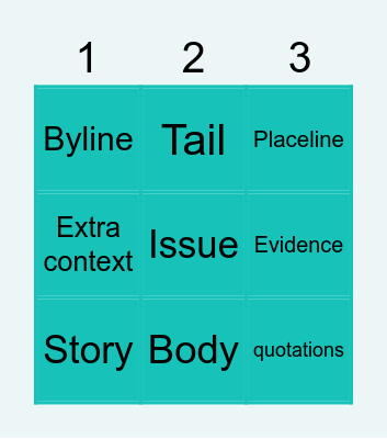 PARTS OF A NEWSPAPER ARTICLE Bingo Card
