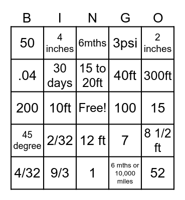 School Bus Bingo Card