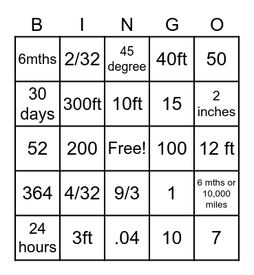 School Bus Bingo Card