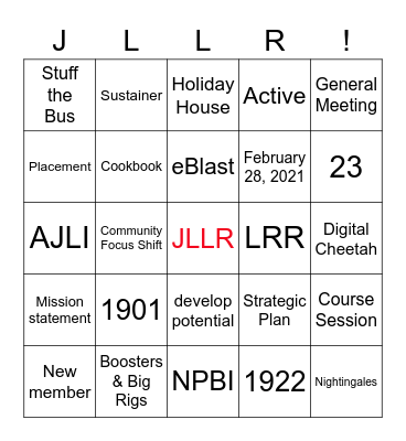 Junior League of Little Rock Bingo Card