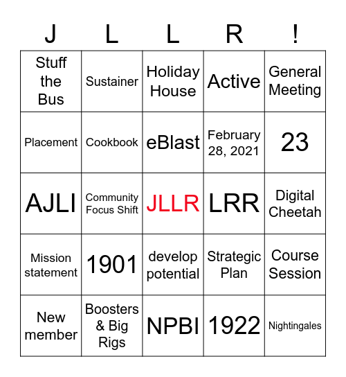 Junior League of Little Rock Bingo Card