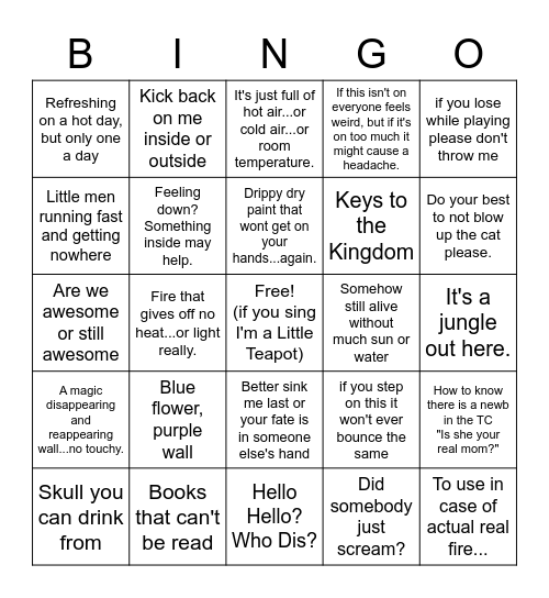 Scavenger Hunt Bingo Card