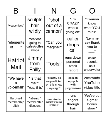 David Pakman Bingo Card