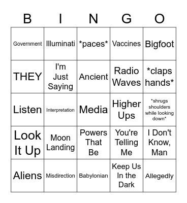 Conspiracy Time With Nate! Bingo Card