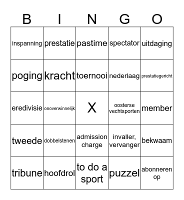Sports and leisure Bingo Card