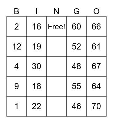 BINGO    PAPILLON Bingo Card