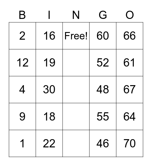 BINGO    PAPILLON Bingo Card